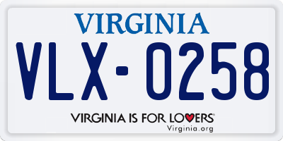 VA license plate VLX0258