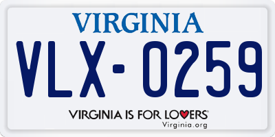 VA license plate VLX0259