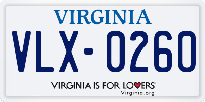 VA license plate VLX0260