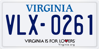 VA license plate VLX0261