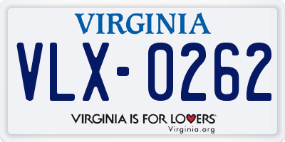 VA license plate VLX0262