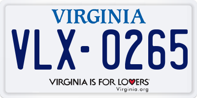 VA license plate VLX0265