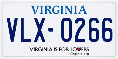 VA license plate VLX0266