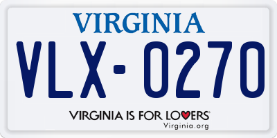 VA license plate VLX0270