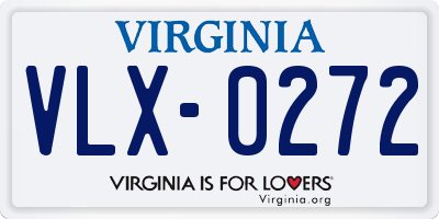 VA license plate VLX0272