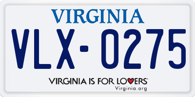 VA license plate VLX0275