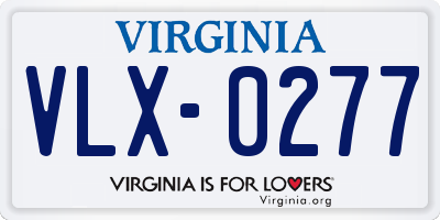 VA license plate VLX0277