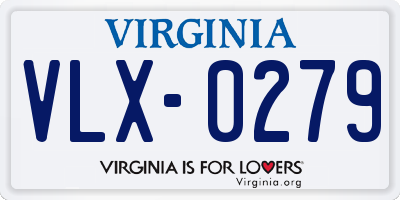 VA license plate VLX0279