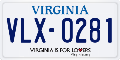 VA license plate VLX0281