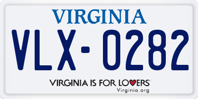 VA license plate VLX0282