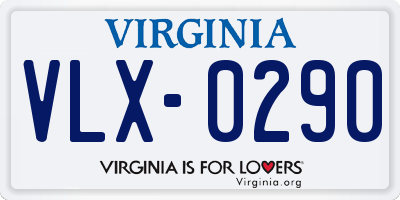 VA license plate VLX0290