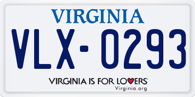 VA license plate VLX0293