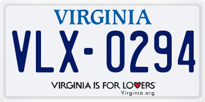 VA license plate VLX0294