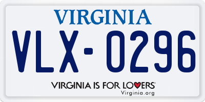 VA license plate VLX0296