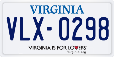 VA license plate VLX0298