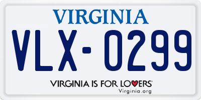 VA license plate VLX0299