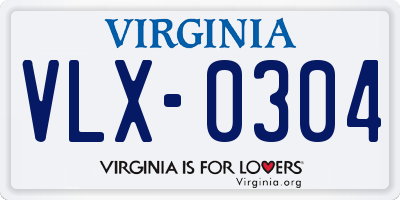 VA license plate VLX0304