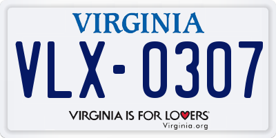 VA license plate VLX0307