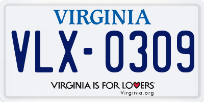 VA license plate VLX0309