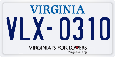 VA license plate VLX0310