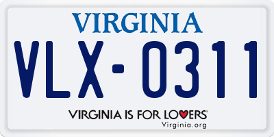 VA license plate VLX0311