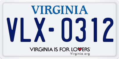 VA license plate VLX0312