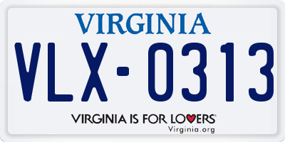 VA license plate VLX0313