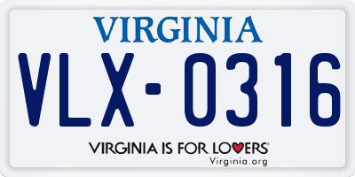 VA license plate VLX0316