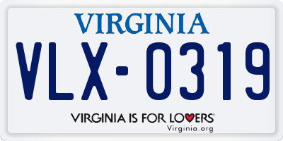 VA license plate VLX0319