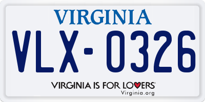 VA license plate VLX0326