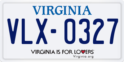 VA license plate VLX0327