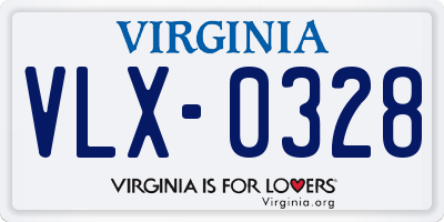 VA license plate VLX0328