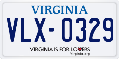 VA license plate VLX0329