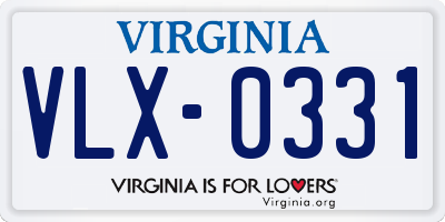 VA license plate VLX0331