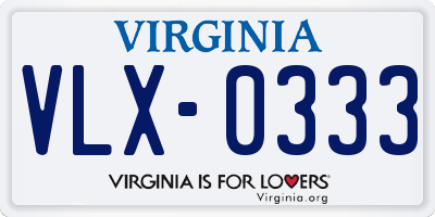 VA license plate VLX0333