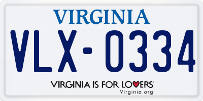 VA license plate VLX0334