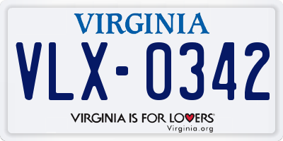 VA license plate VLX0342