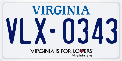 VA license plate VLX0343