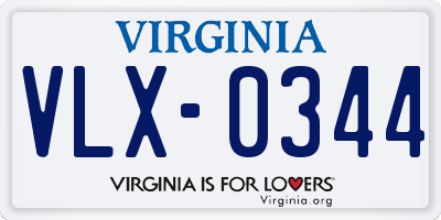 VA license plate VLX0344