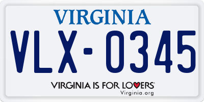 VA license plate VLX0345