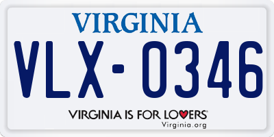 VA license plate VLX0346