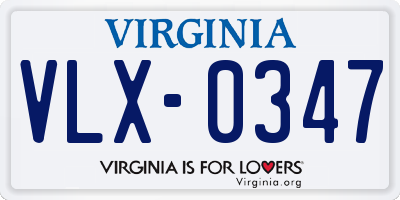 VA license plate VLX0347