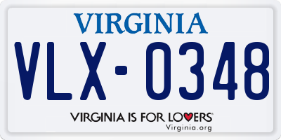 VA license plate VLX0348