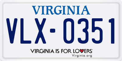 VA license plate VLX0351