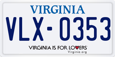 VA license plate VLX0353