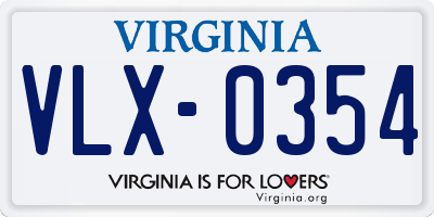 VA license plate VLX0354