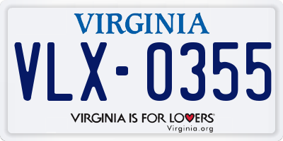 VA license plate VLX0355