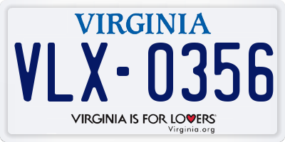 VA license plate VLX0356