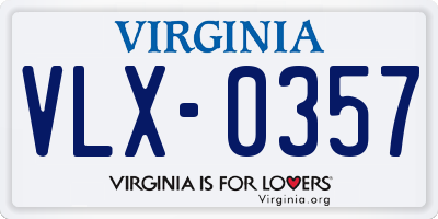 VA license plate VLX0357