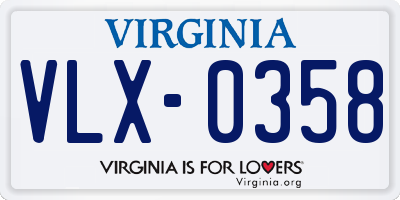 VA license plate VLX0358